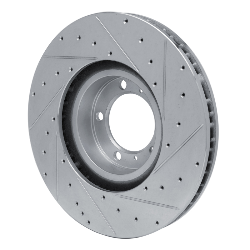 Audi RS e-Tron GT Brake Rotor (1) - Left Front - R1 Concepts - Drilled & Slotted - Silver - `10-`24